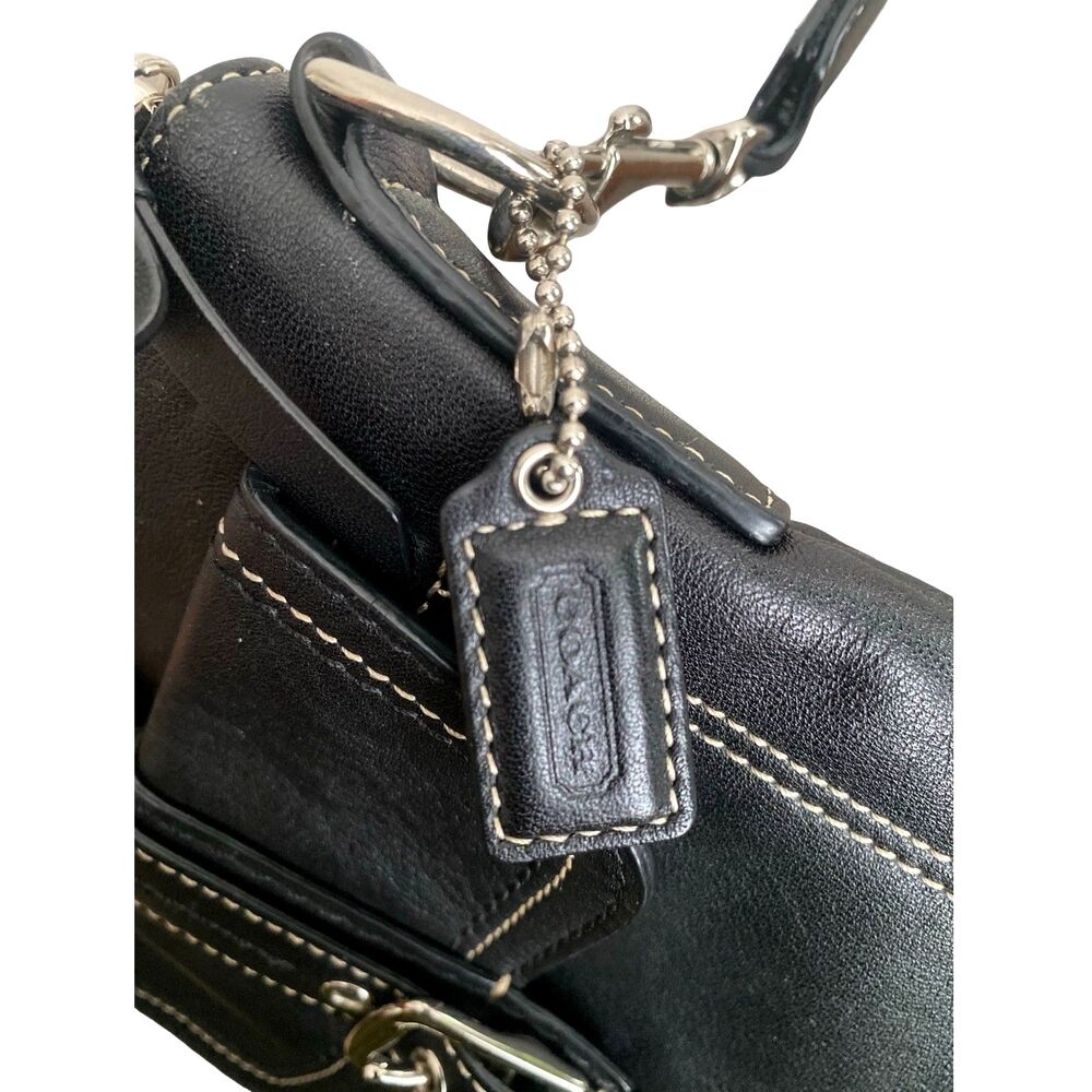 Vintage Coach Black Leather Hamilton Messenger Bag Crossbody - Picture 2 of 8